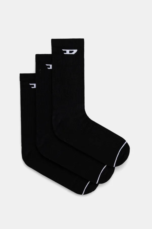Diesel Nogavice Diesel SKM-D-CREW-LIGHT-SOCKS 3-pack moške, črna barva, A15405.0LKBI