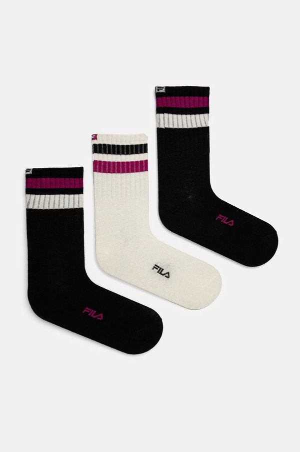 Fila Nogavice Fila 3-pack ženske, črna barva, F3609