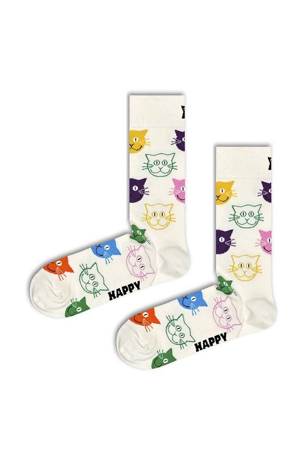 Happy Socks Nogavice Happy Socks 1-Pack Cat Gift Set bela barva, SXMJA01-0100