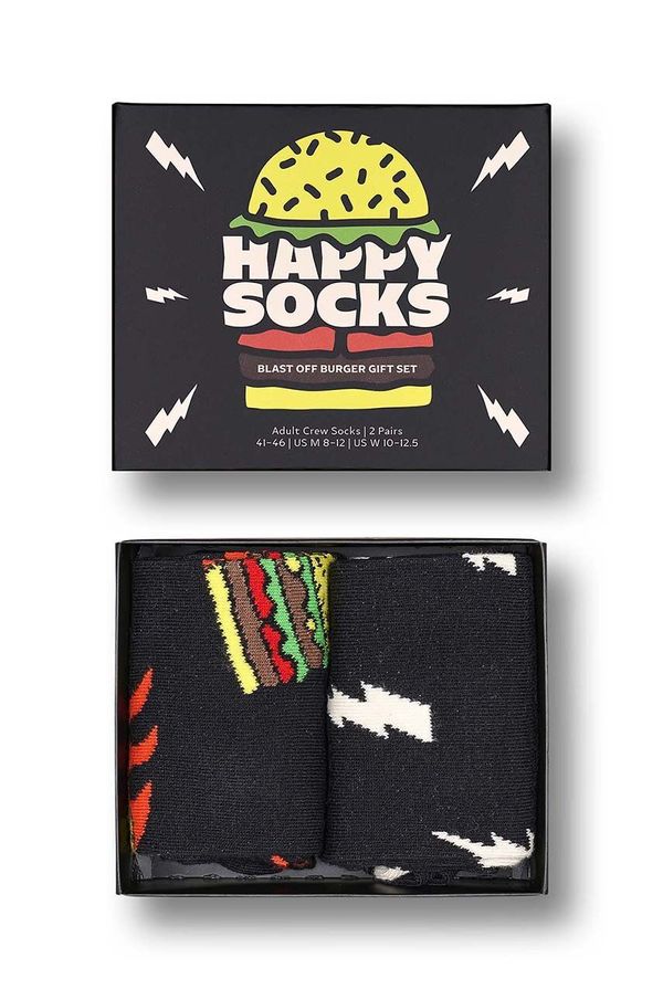 Happy Socks Nogavice Happy Socks Blast Off Burger Socks 2-pack črna barva