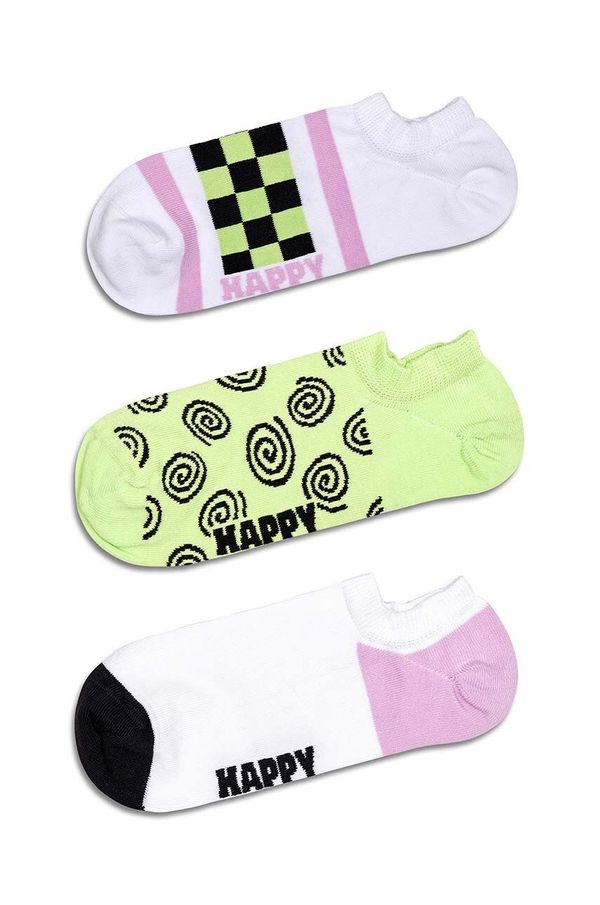 Happy Socks Nogavice Happy Socks Checked Stripe No Show Socks 3-pack