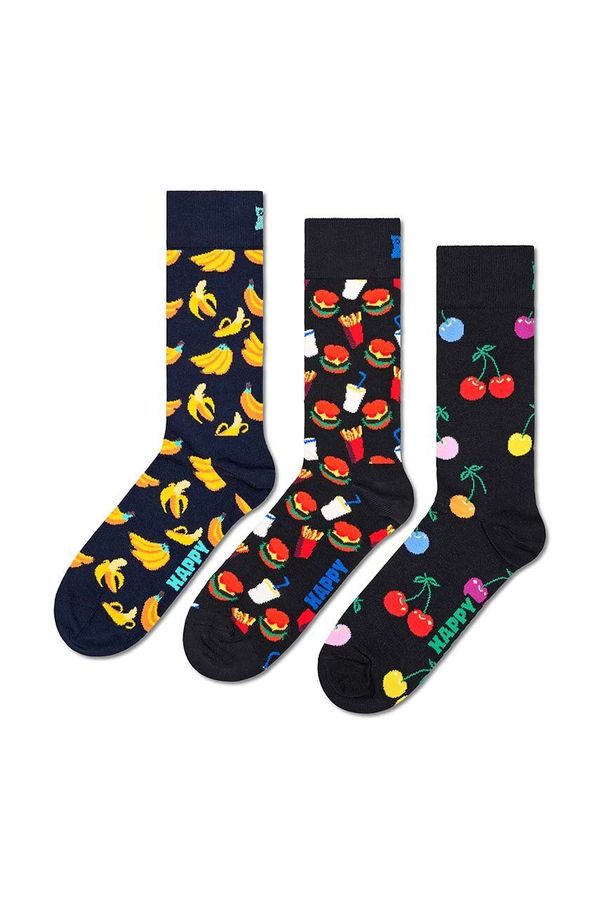 Happy Socks Nogavice Happy Socks Classic Banana 3-pack črna barva