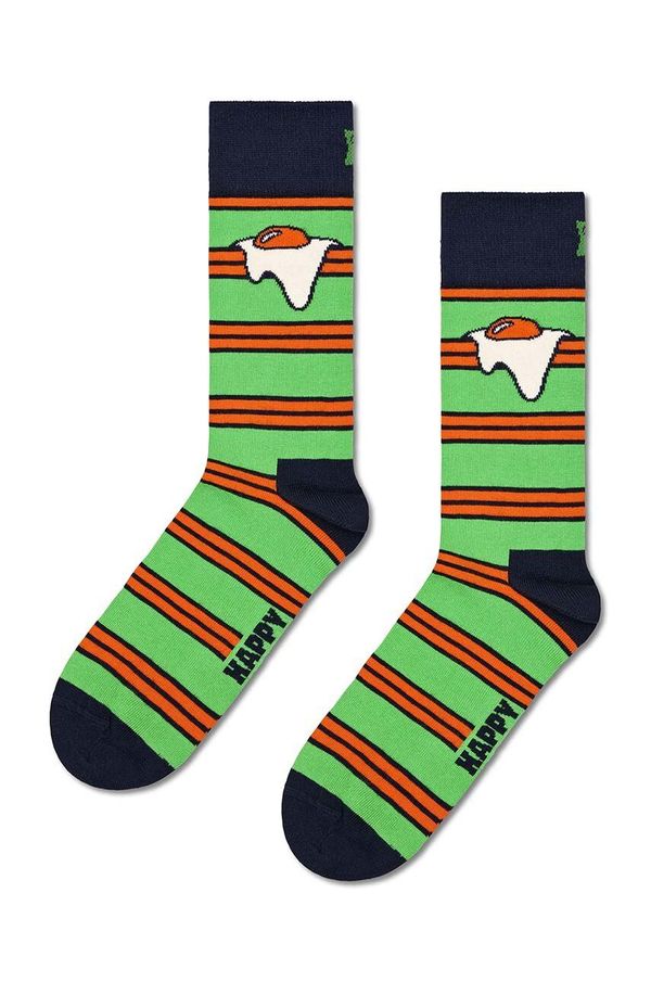 Happy Socks Nogavice Happy Socks Egg On Stripe Sock zelena barva