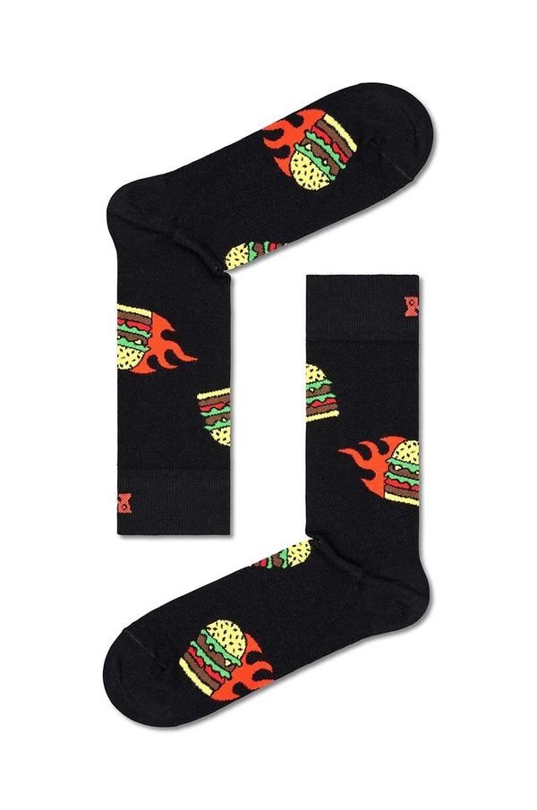 Happy Socks Nogavice Happy Socks Flaming Burger Sock črna barva
