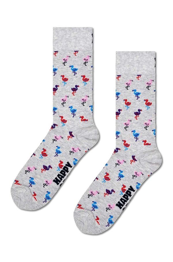 Happy Socks Nogavice Happy Socks Flamingo Sock siva barva