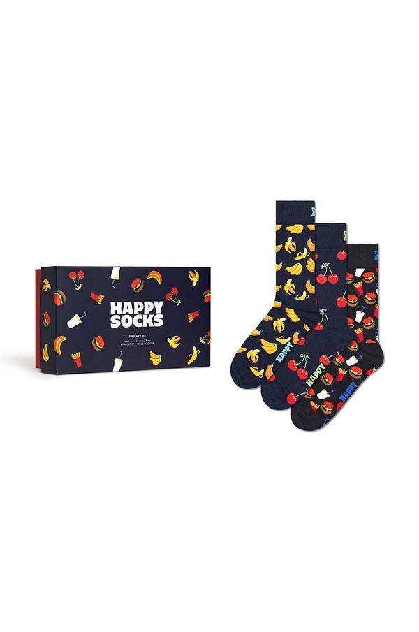 Happy Socks Nogavice Happy Socks Gift Box Food 3-pack mornarsko modra barva