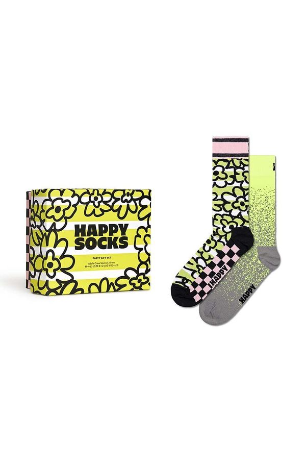 Happy Socks Nogavice Happy Socks Gift Box Party 2-pack rumena barva