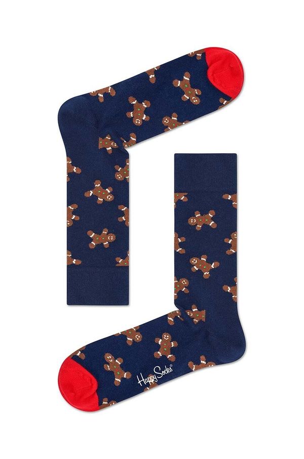 Happy Socks Nogavice Happy Socks Holiday Singles Gingerbread mornarsko modra barva