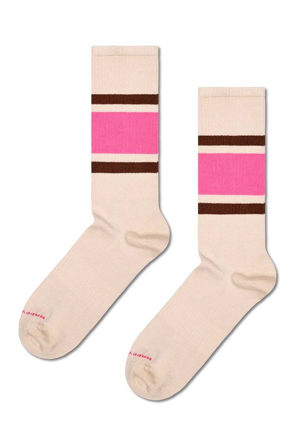 Happy Socks Nogavice Happy Socks Simple Stripe Sneaker Sock bež barva, P001608