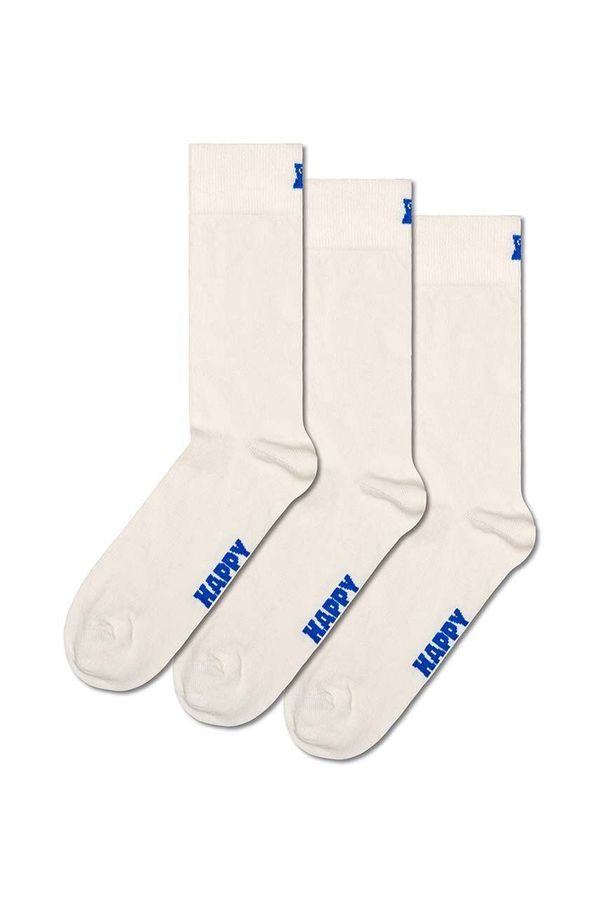 Happy Socks Nogavice Happy Socks Solid 3-pack bela barva