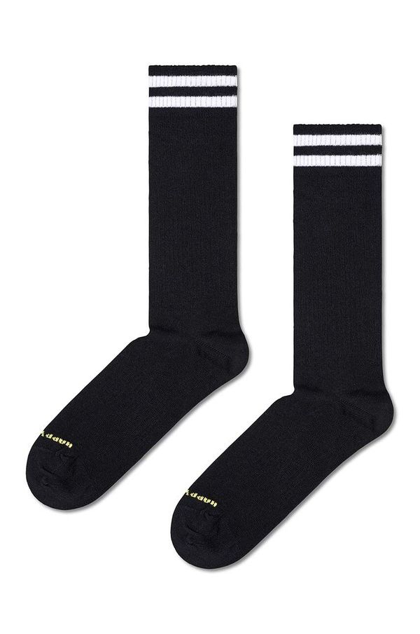 Happy Socks Nogavice Happy Socks Solid Sneaker Thin Crew Sock črna barva