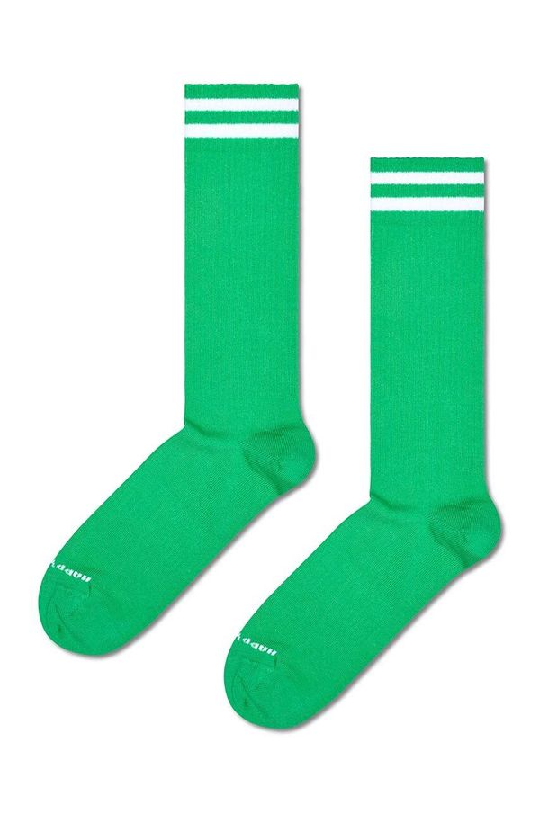 Happy Socks Nogavice Happy Socks Solid Sneaker Thin Crew zelena barva