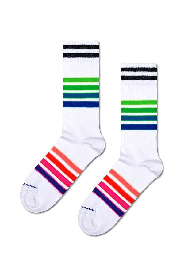 Happy Socks Nogavice Happy Socks Street Stripe Sneaker Sock bela barva, P000708