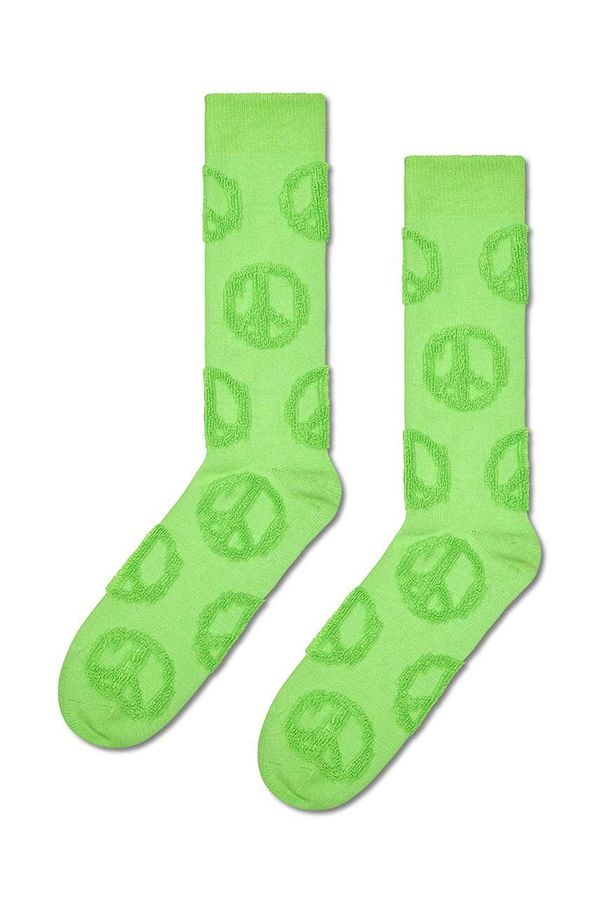 Happy Socks Nogavice Happy Socks Terry Peace Sign Sock zelena barva