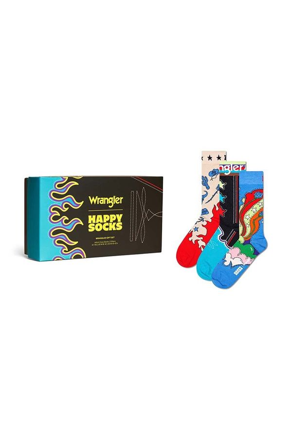 Happy Socks Nogavice Happy Socks Wrangler 3-Pack Wrangled Gift 3-pack P002273