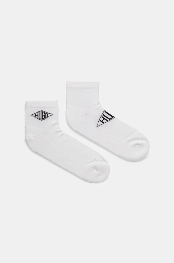 HUGO Nogavice HUGO 2-pack moške, bela barva, 50537568