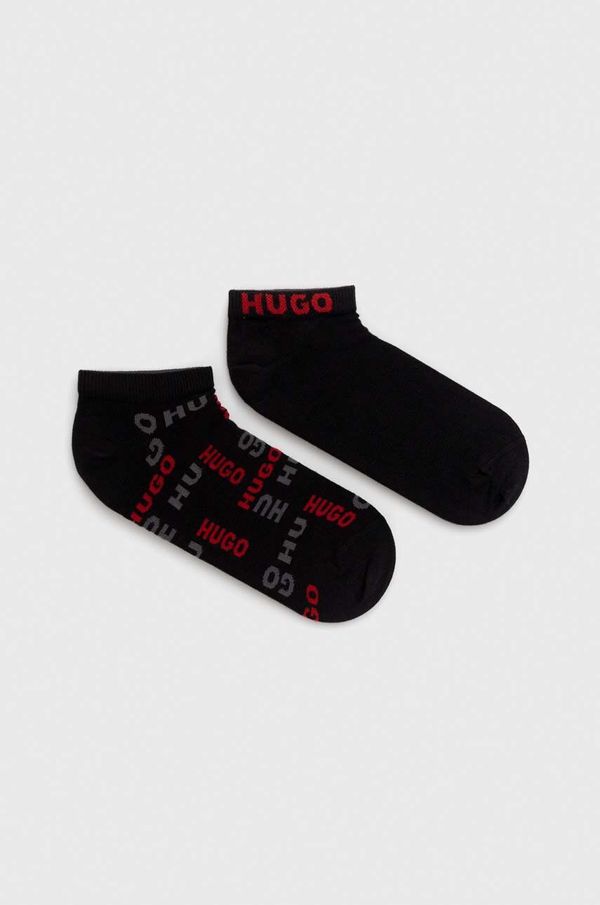 Hugo Nogavice HUGO 2-pack moški, črna barva