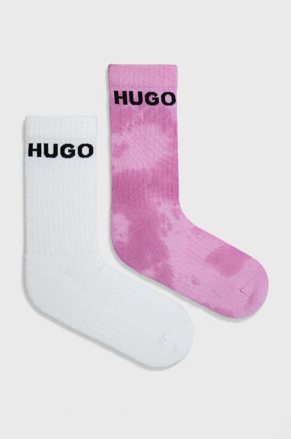 Hugo Nogavice HUGO 2-pack moški, roza barva