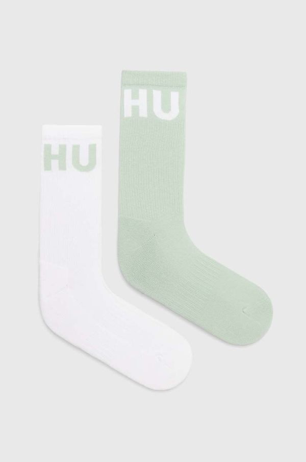 HUGO Nogavice HUGO 2-pack moški, zelena barva