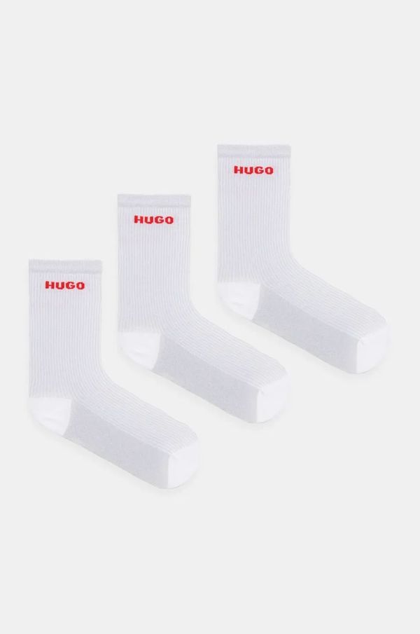 HUGO Nogavice HUGO 2-pack ženske, bela barva, 50524250