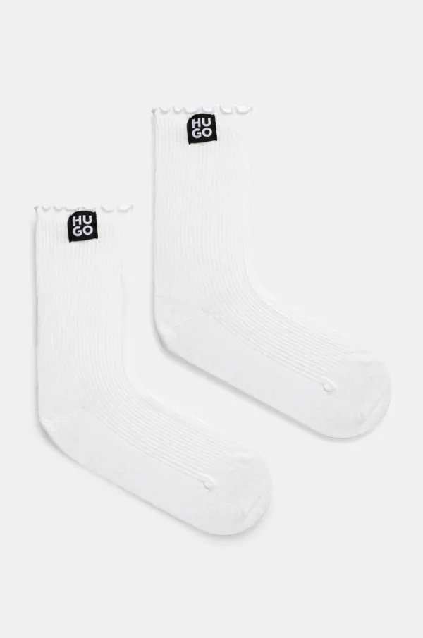 HUGO Nogavice HUGO 2-pack ženske, bela barva, 50530513