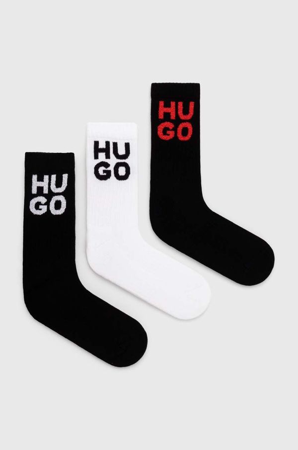 Hugo Nogavice HUGO 3-pack moške, črna barva, 50518606