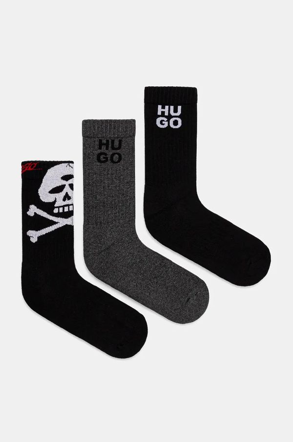 Hugo Nogavice HUGO 3-pack moške, črna barva, 50524801