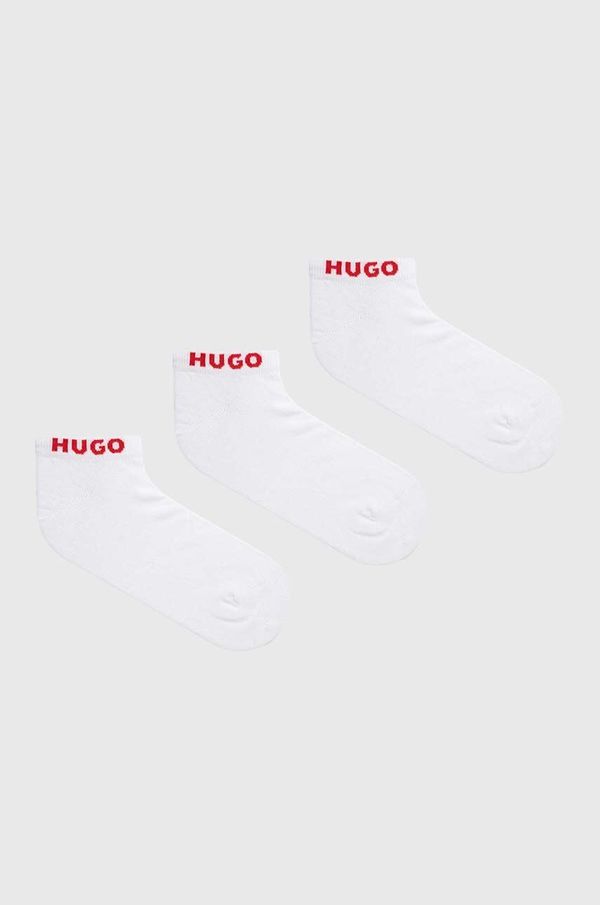 Hugo Nogavice HUGO 3-pack moški, bela barva