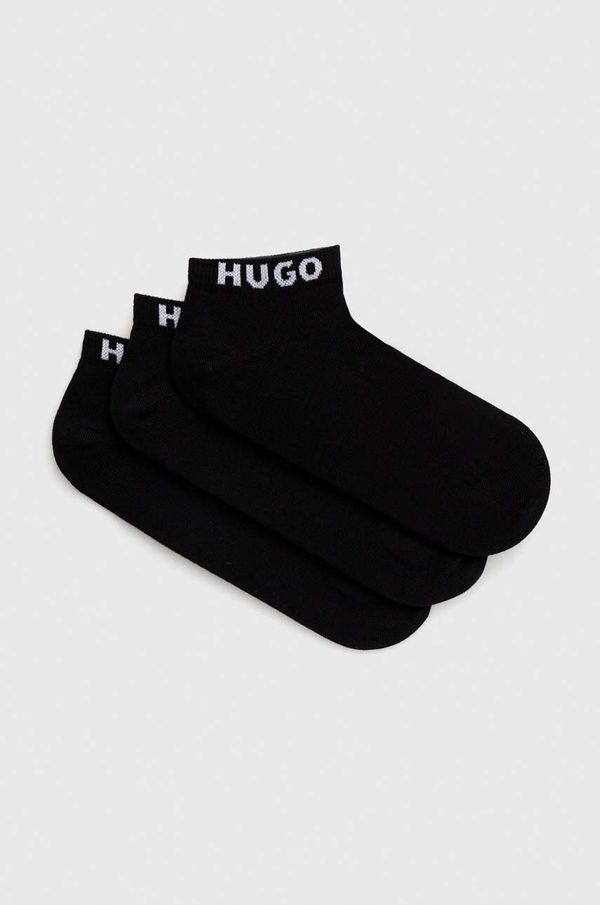 Hugo Nogavice HUGO 3-pack moški, črna barva