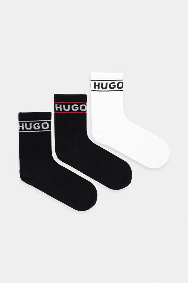 Hugo Nogavice HUGO 3-pack ženske, črna barva, 50517669