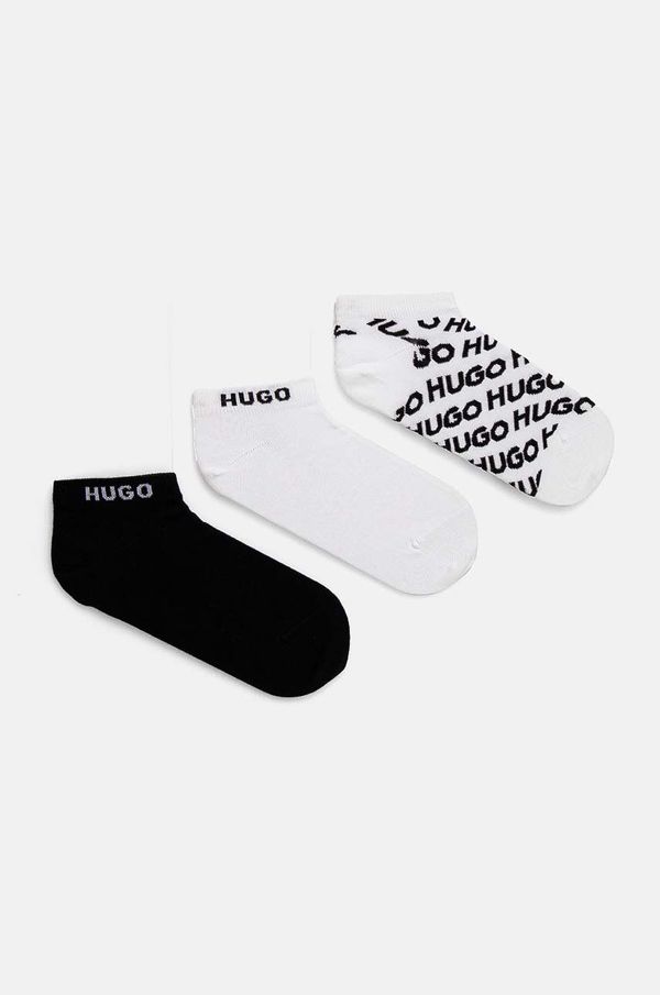 Hugo Nogavice HUGO 3-pack ženske, črna barva, 50520770