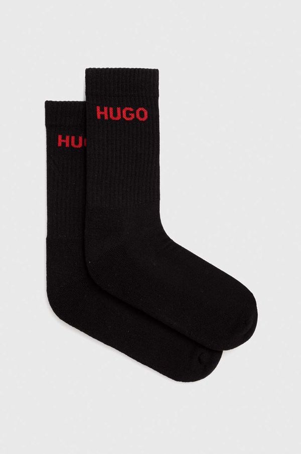 Hugo Nogavice HUGO 6-pack moški, črna barva