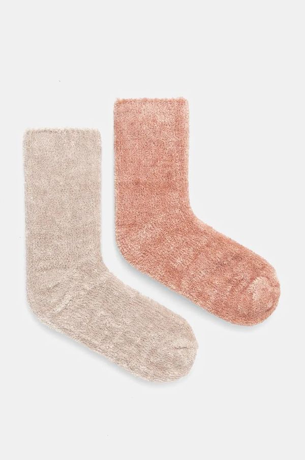 Juicy Couture Nogavice Juicy Couture FELICIA COSY SOCK 2 PACK 2-pack ženske, bež barva, JCAXS224715