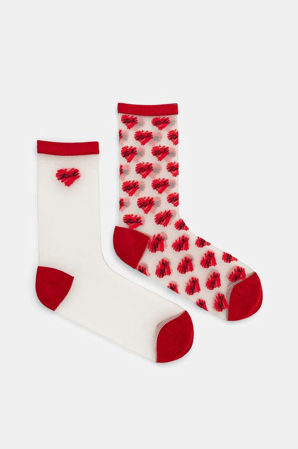 Karl Lagerfeld Nogavice Karl Lagerfeld 2-pack ženske, bela barva, A1W47074