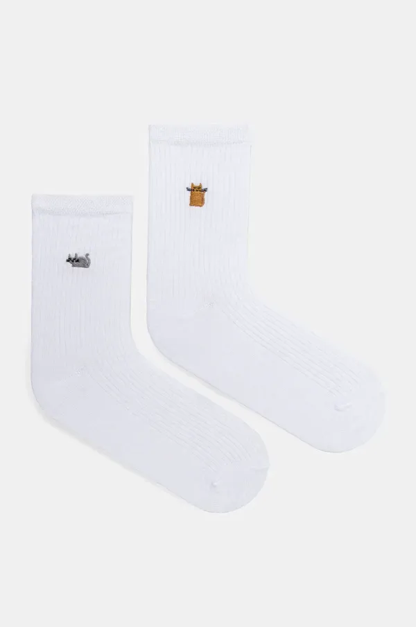 Medicine Nogavice Medicine 2-pack moški, bela barva