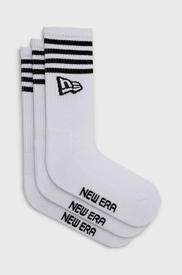 New Era Nogavice New Era (3-pack) bela barva