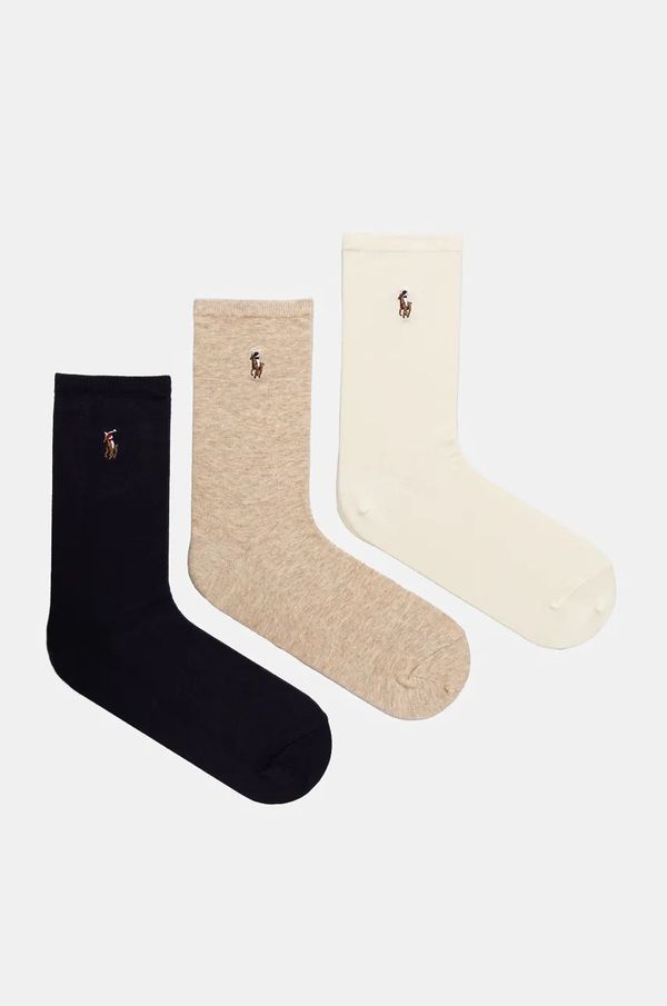 Polo Ralph Lauren Nogavice Polo Ralph Lauren 3-pack ženske, bež barva, 455955241