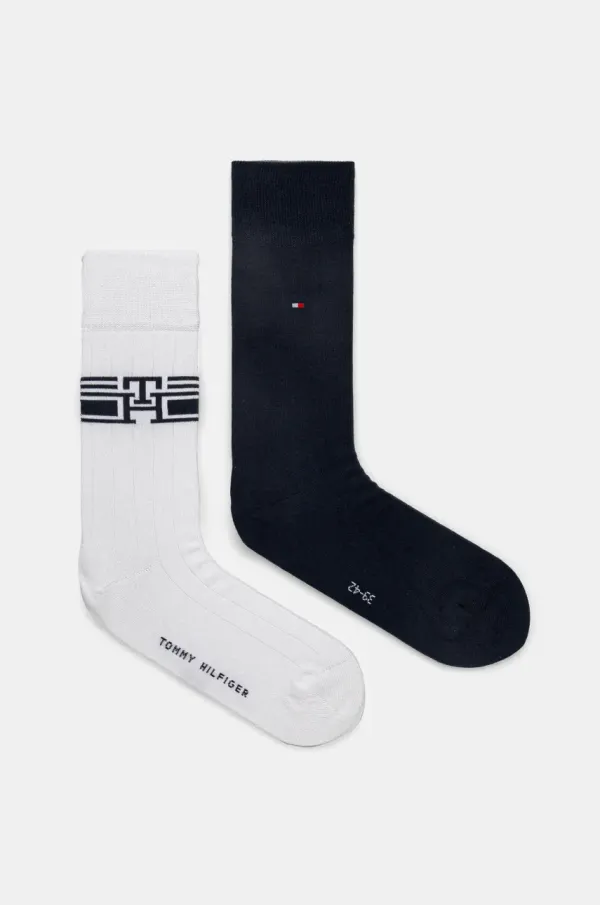 Tommy Hilfiger Nogavice Tommy Hilfiger 2-pack moške, bela barva, 701232598