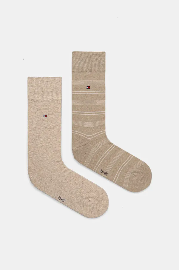 Tommy Hilfiger Nogavice Tommy Hilfiger 2-pack moške, bež barva, 701232601