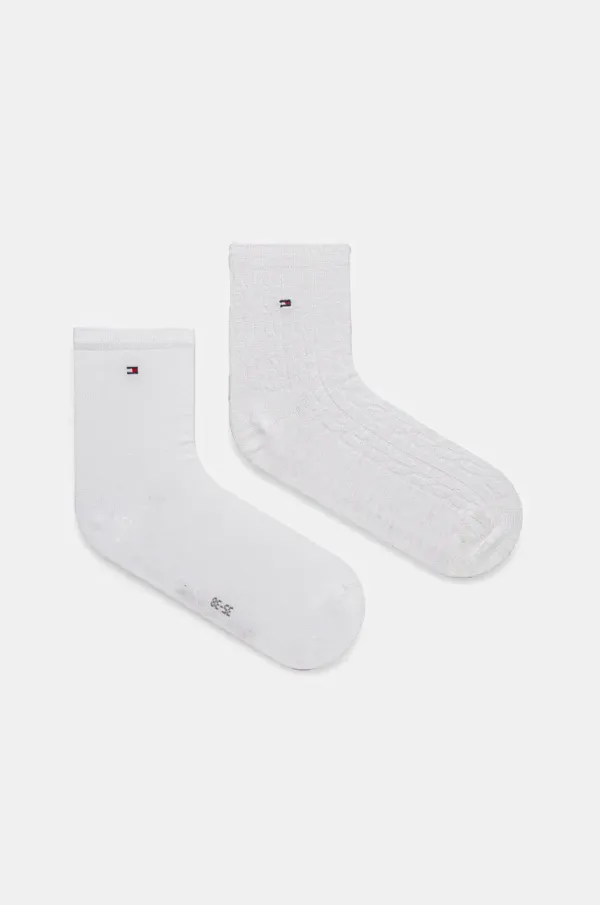 Tommy Hilfiger Nogavice Tommy Hilfiger 2-pack ženske, bela barva, 701232608