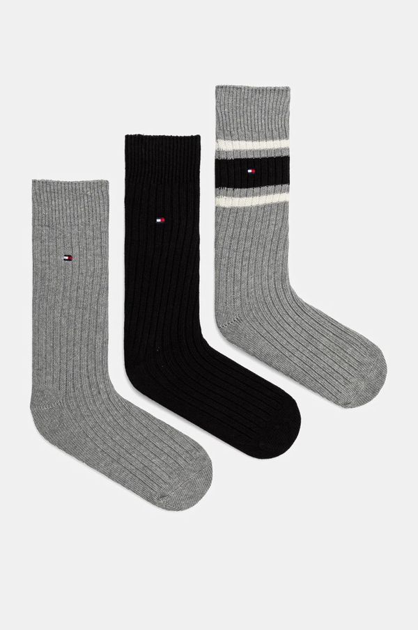 Tommy Hilfiger Nogavice Tommy Hilfiger 3-pack moške, siva barva, 101013215