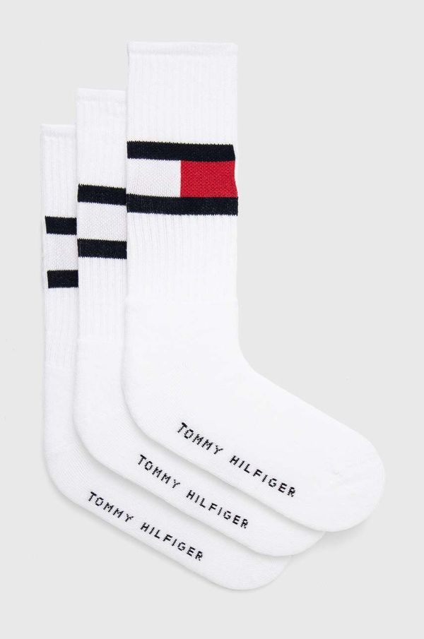 Tommy Hilfiger Nogavice Tommy Hilfiger 3-pack moški, bela barva