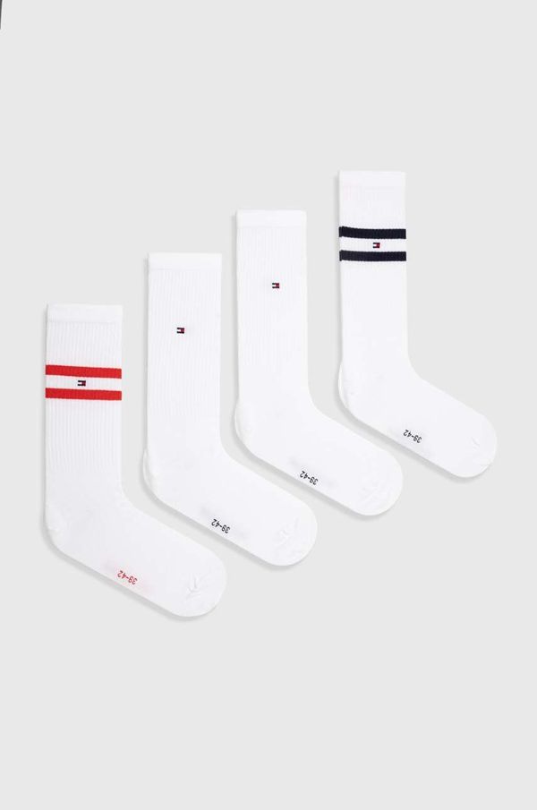 Tommy Hilfiger Nogavice Tommy Hilfiger 4-pack moške, bela barva, 701227433