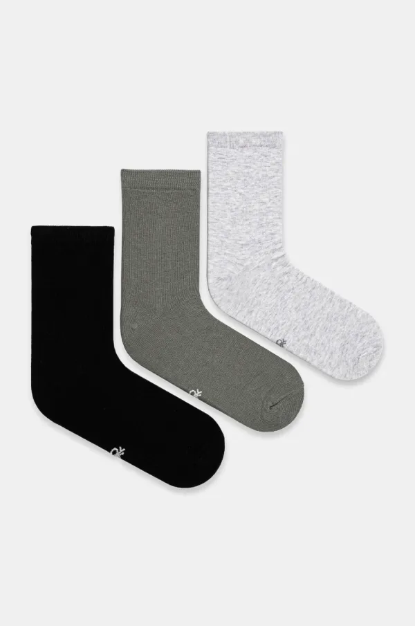 United Colors of Benetton Nogavice United Colors of Benetton 3-pack siva barva, 6GRD2701M