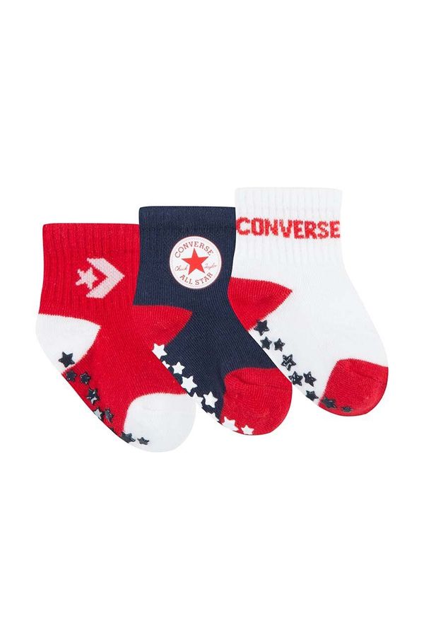 Converse Nogavice za dojenčka Converse 3-pack rdeča barva