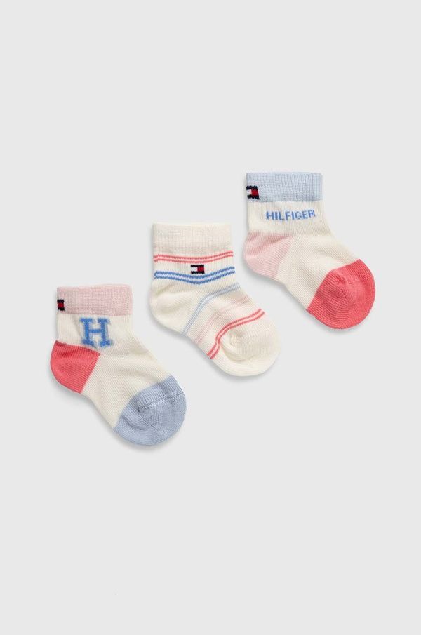 Tommy Hilfiger Nogavice za dojenčka Tommy Hilfiger 3-pack roza barva