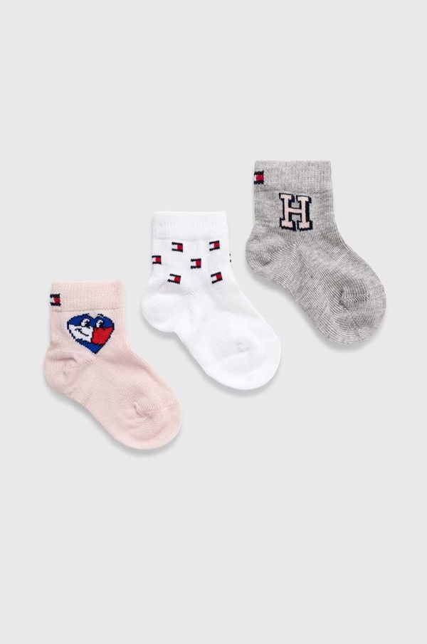 Tommy Hilfiger Nogavice za dojenčka Tommy Hilfiger 3-pack roza barva