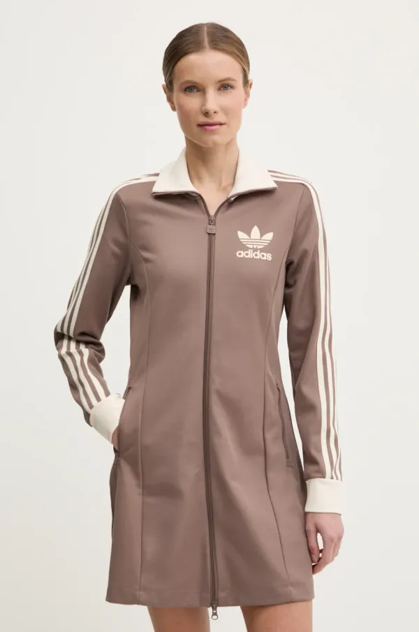 adidas Originals Obleka adidas Originals 3S TRACK DRESS rjava barva, JC5779