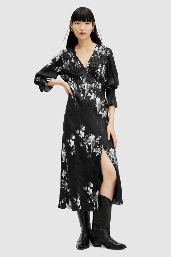 AllSaints Obleka AllSaints ANI IONA DRESS črna barva, W003DA