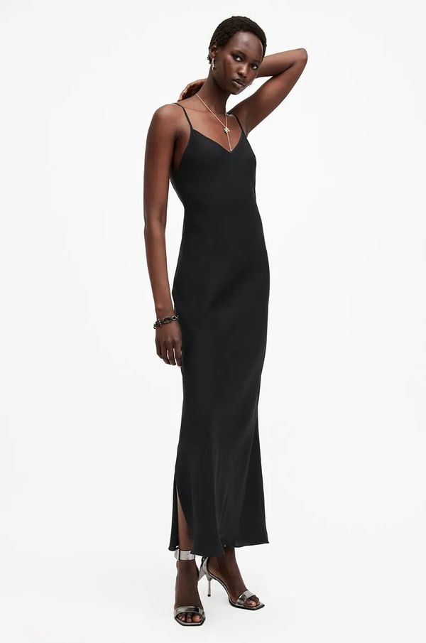 AllSaints Obleka AllSaints BRYONY MAXI črna barva, W239DB